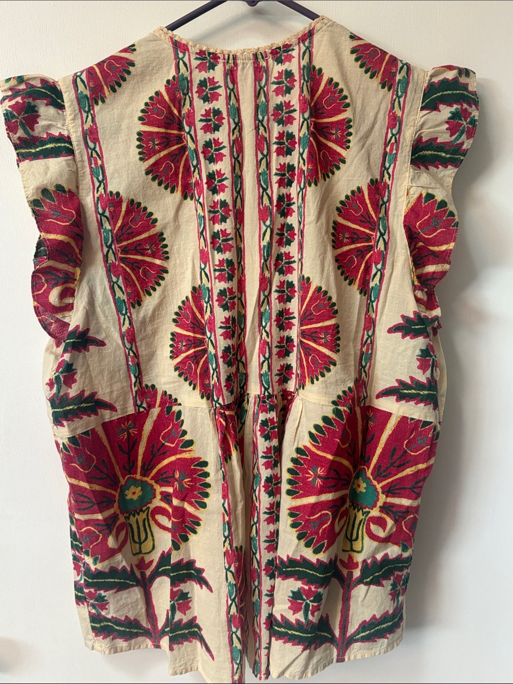 Haute Hippie Cream Tunic with Pink & Teal Floral Print - Picture 4 of 5